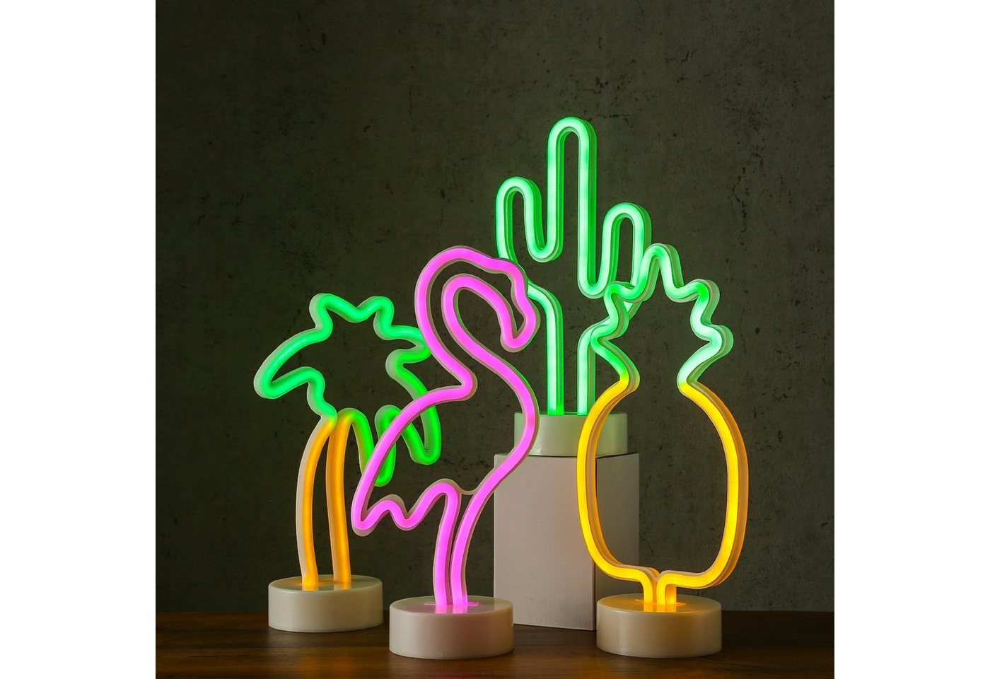 MARELIDA LED Dekoobjekt LED Neonlampe ANANAS Silhouette Dekoleuchte Batteriebetrieb stehend, gelb – Bild 2 von 3