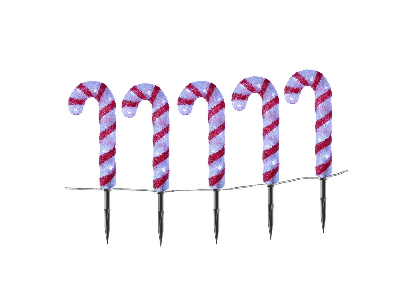 MARELIDA LED Dekoobjekt LED Zuckerstangen Candy Gartendeko Weihnachtsbeleuchtung 5 Stück, LED Classic, kaltweiss (5300K bis 6000K) – Bild 2 von 4