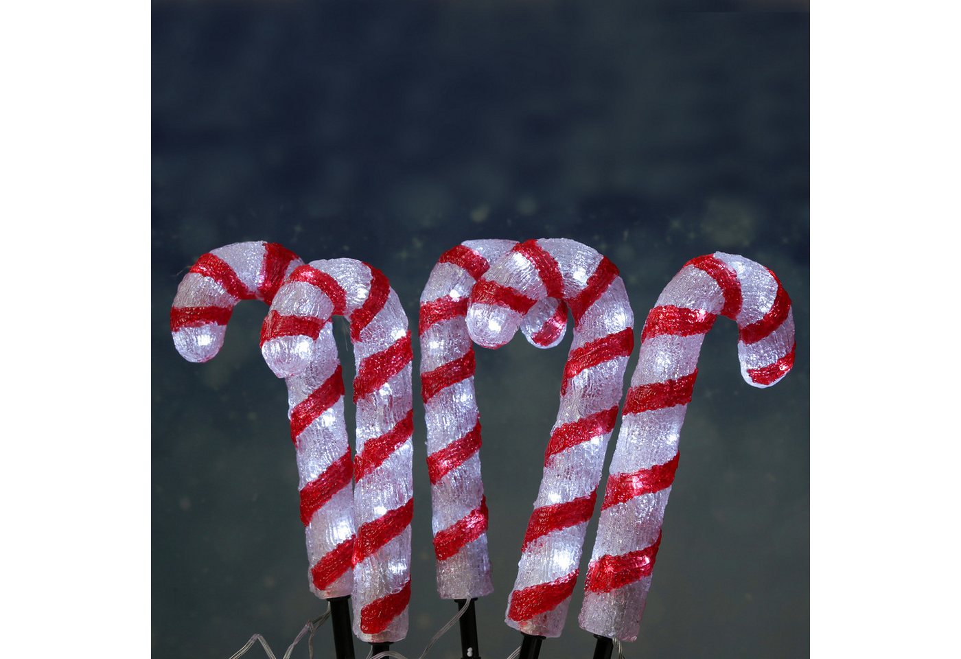 MARELIDA LED Dekoobjekt LED Zuckerstangen Candy Gartendeko Weihnachtsbeleuchtung 5 Stück, LED Classic, kaltweiss (5300K bis 6000K) – Bild 3 von 4