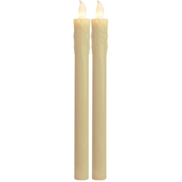 MARELIDA LED-Kerze LED Stabkerzen Echtwachs flackernde Tafelkerzen LED H: 25cm creme 2St., LED Classic, warmweiß (2100K bis 3000K)