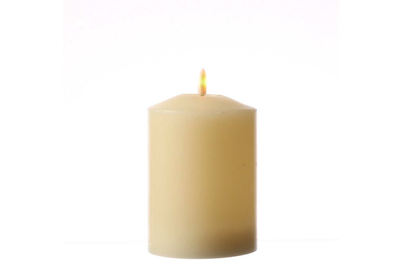 MARELIDA LED-Kerze Stumpenkerze Echtwachs flackernd H: 17cm D: 10cm Timer creme, LED Classic, warmweiß (2100K bis 3000K) – Bild 2 von 3