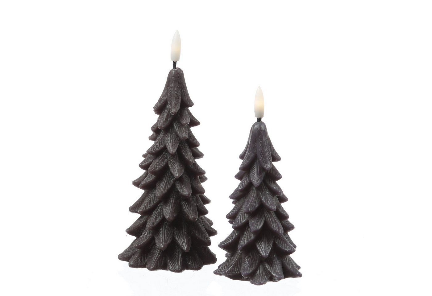 MARELIDA LED-Kerze Tannenbaum Weihnachtsbaum Baumform Echtwachs H: 16cm Timer grau, LED Classic, warmweiß (2100K bis 3000K) – Bild 4 von 4