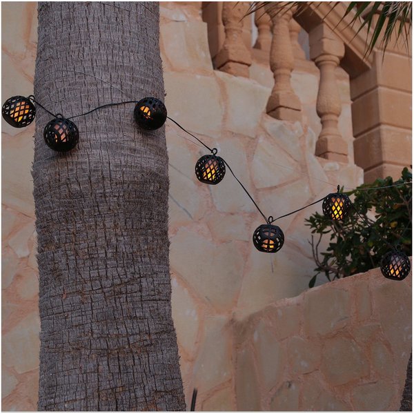 MARELIDA LED-Lichterkette Feuerball 8 Leuchtkugeln mit Flammeneffekt 2,1m Timer indoor outdoor, 8-flammig
