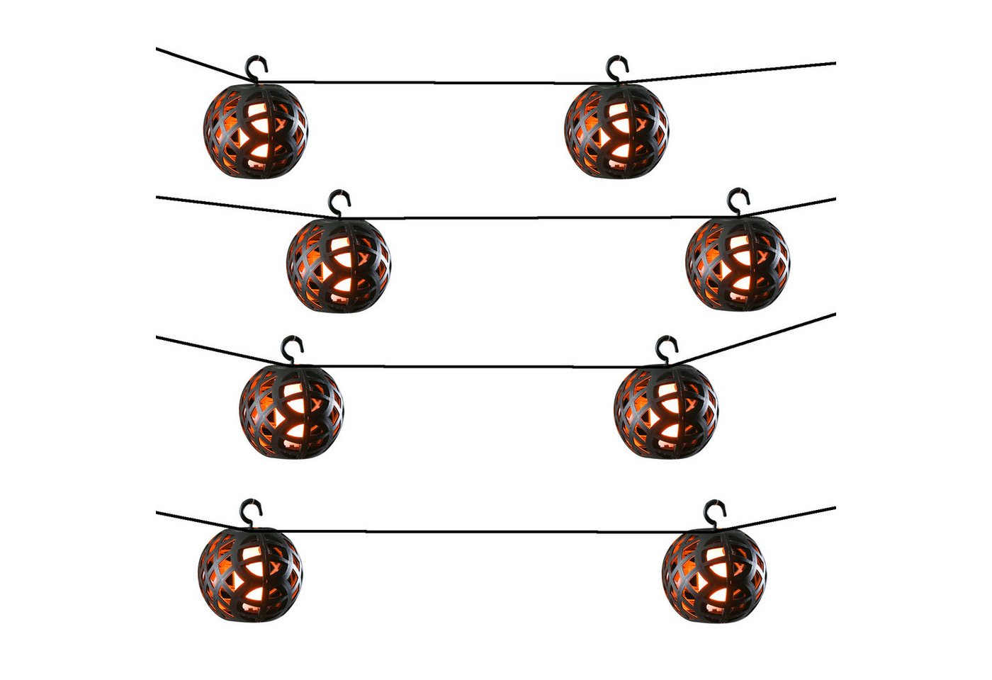 MARELIDA LED-Lichterkette Feuerball 8 Leuchtkugeln mit Flammeneffekt 2,1m Timer indoor outdoor, 8-flammig – Bild 2 von 5