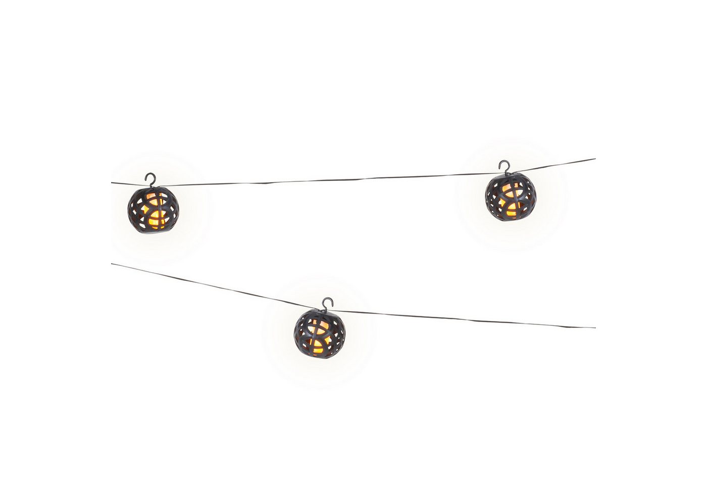 MARELIDA LED-Lichterkette Feuerball 8 Leuchtkugeln mit Flammeneffekt 2,1m Timer indoor outdoor, 8-flammig – Bild 4 von 5
