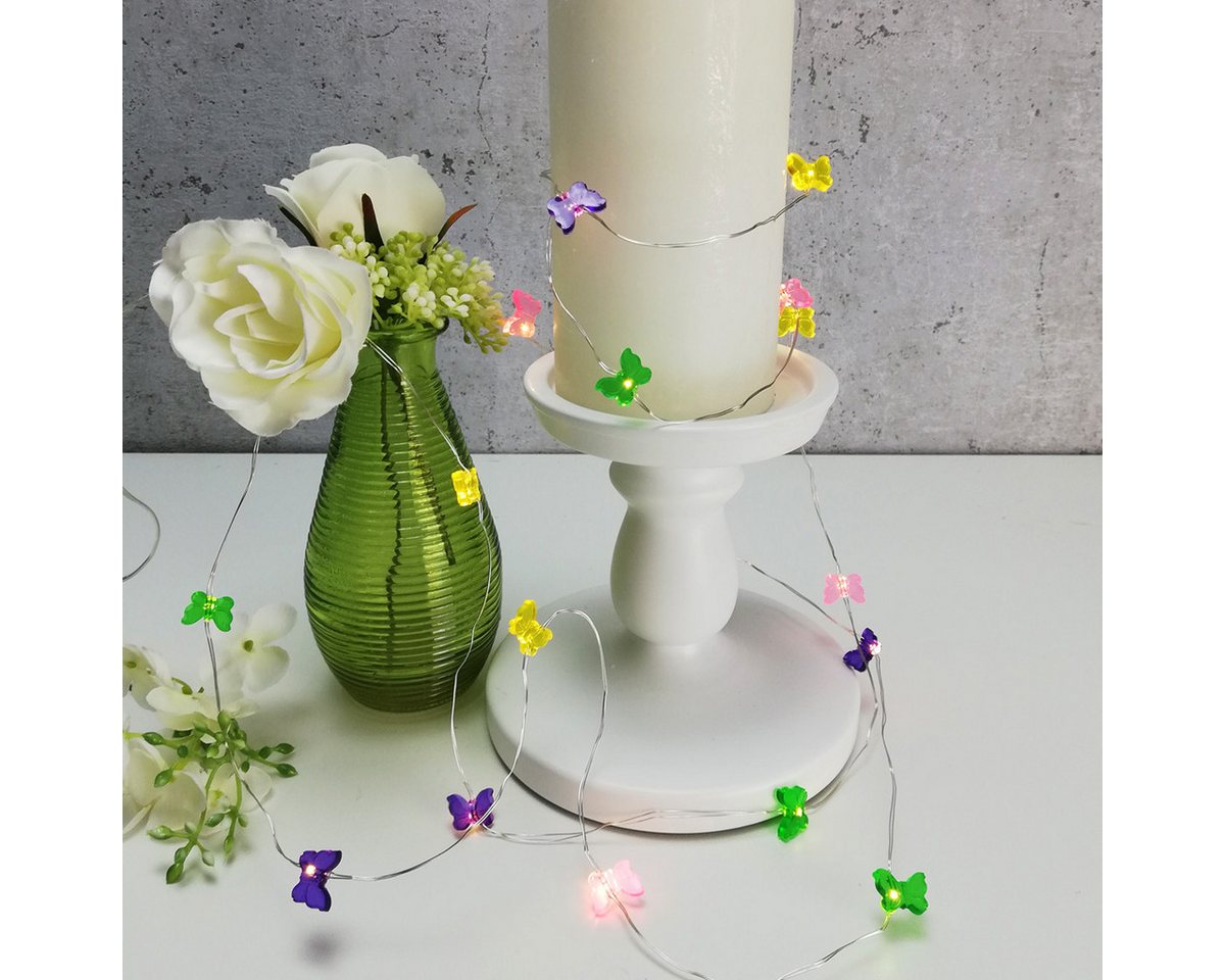 MARELIDA LED-Lichterkette LED Drahtlichterkette Schmetterling 20 warmweiße LED Batteriebetrieb, 20-flammig – Bild 2 von 3