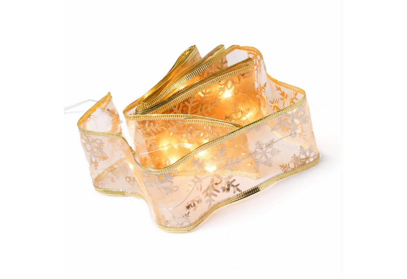MARELIDA LED-Lichterkette LED Seidenband Geschenkband Schleifenband 30 LED 2,7m Batterie gold, 30-flammig – Bild 2 von 5