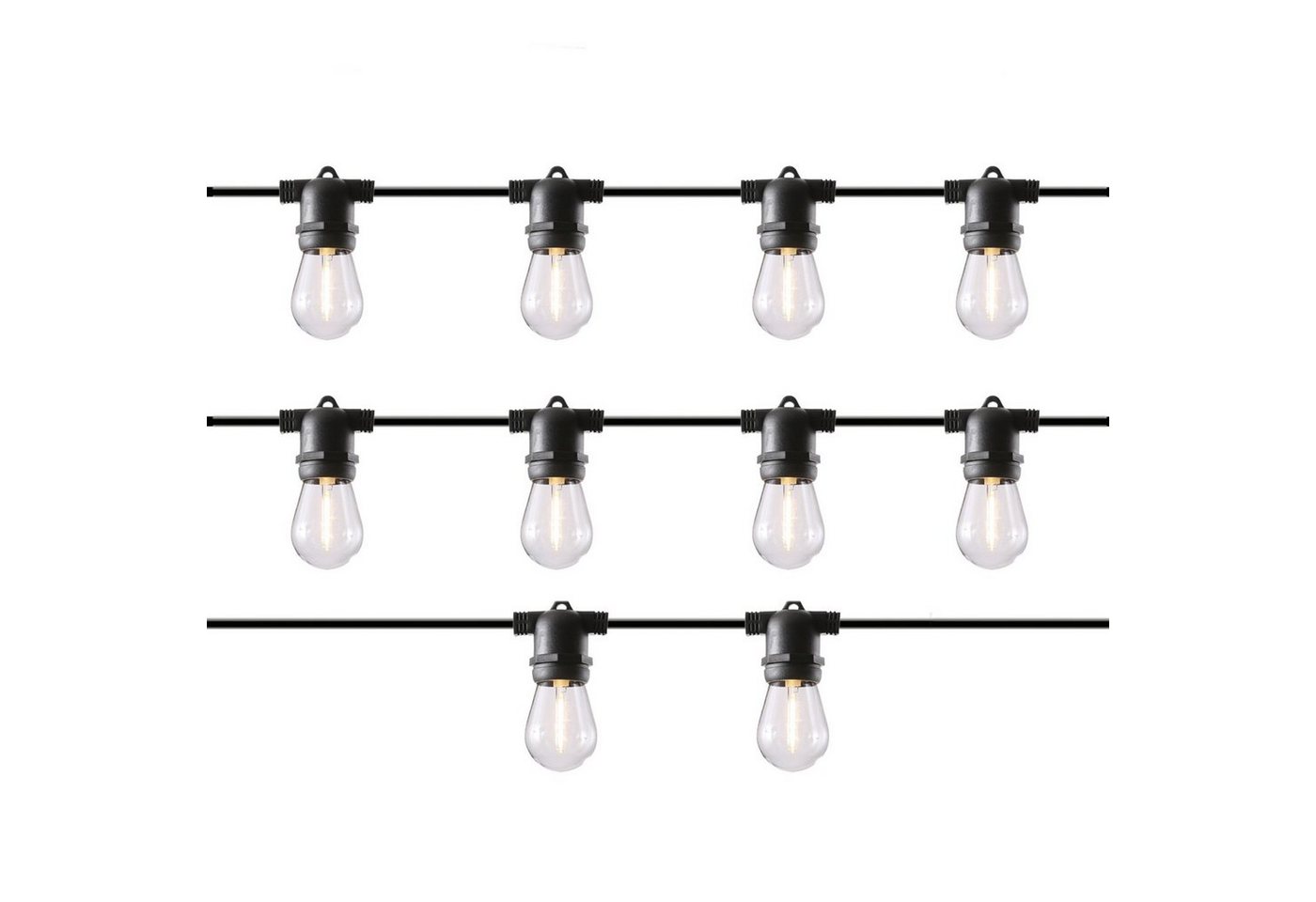 MARELIDA LED-Lichterkette LED Solar Lichterkette Glühbirne 4,5m 3Leuchtmodi Garten Balkon Zirkus, 10-flammig – Bild 2 von 5