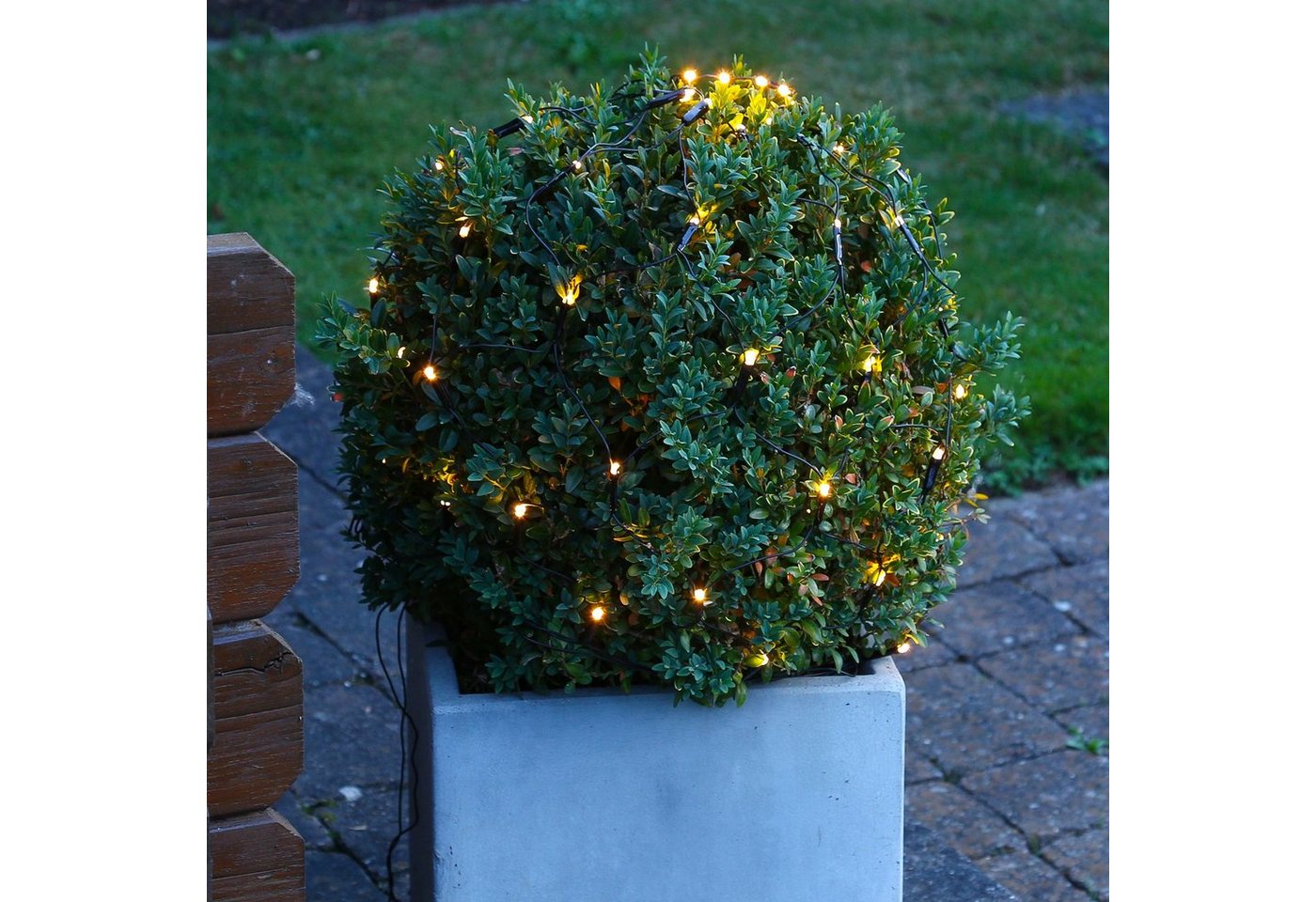 MARELIDA LED-Lichternetz LED Lichternetz Lichterkette Buchsbaum Kugelnetz für Außen 35cm grün, 60-flammig – Bild 3 von 5