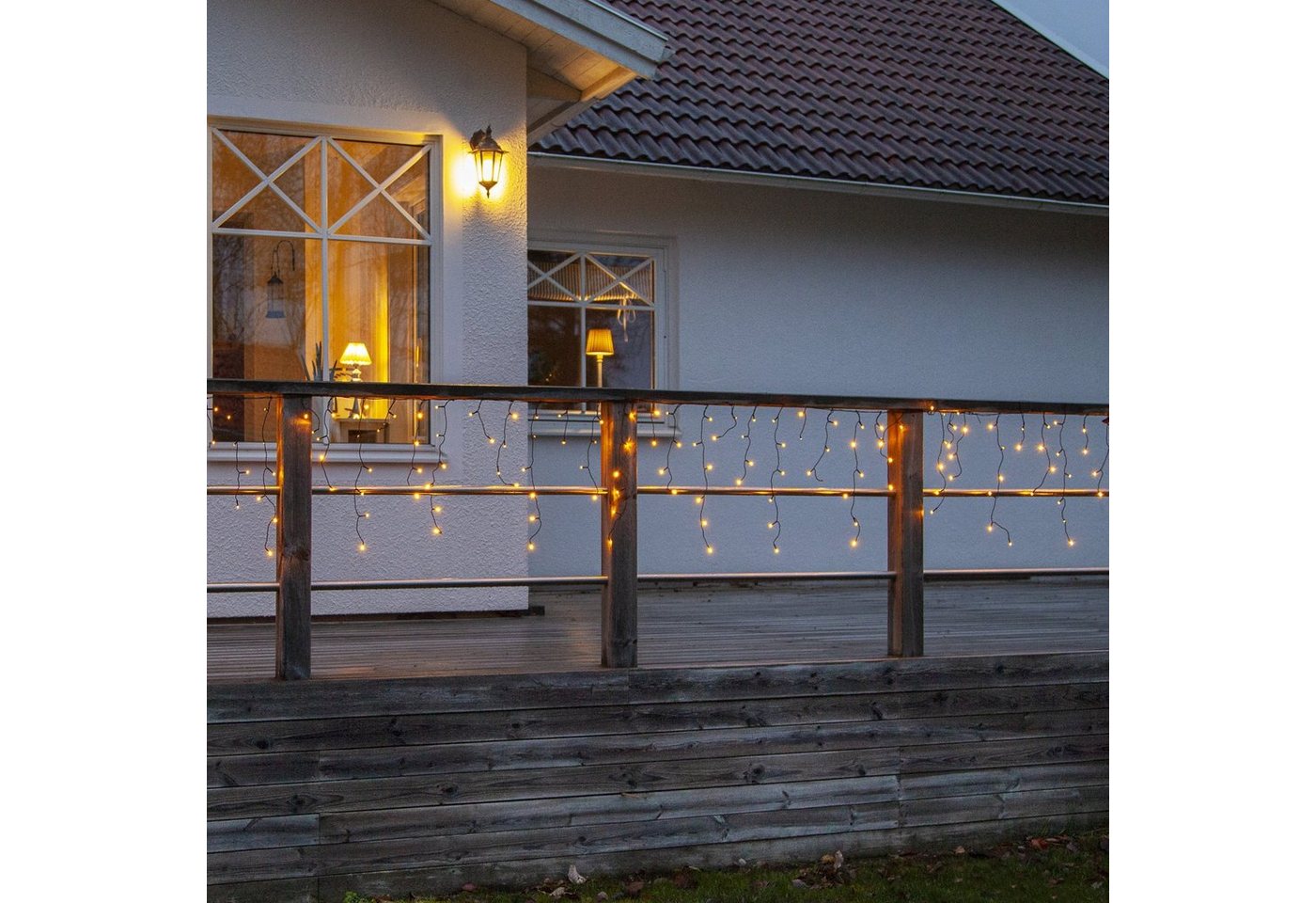 MARELIDA LED-Lichtervorhang Eisregen Lichterkette 960 bernstein LED 23,9m Innen Außen Weihnachten, 960-flammig – Bild 3 von 5