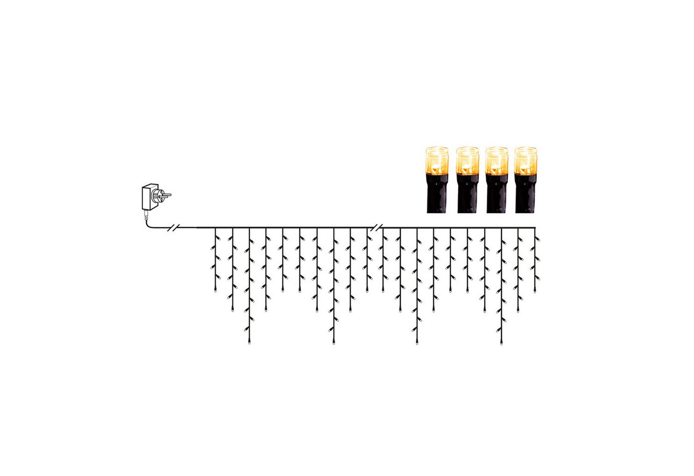 MARELIDA LED-Lichtervorhang Eisregen Lichterkette 960 bernstein LED 23,9m Innen Außen Weihnachten, 960-flammig – Bild 5 von 5