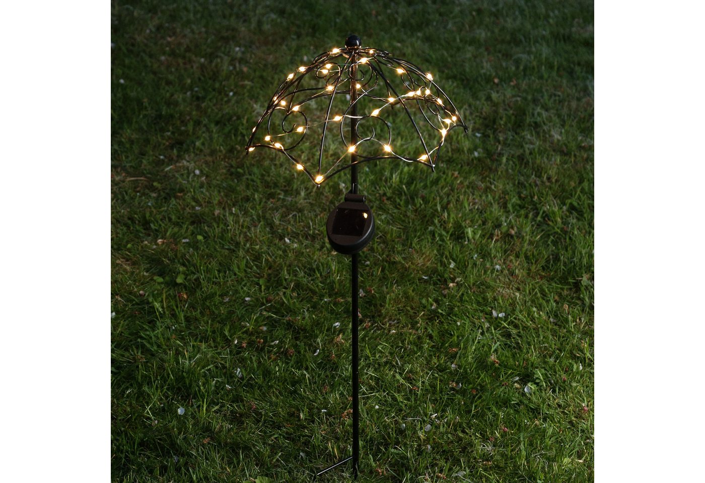 MARELIDA LED Solarleuchte LED Solar Gartenstecker Sonnenschirm leuchtende Gartendeko Schirm, LED Classic, warmweiß (2100K bis 3000K) – Bild 4 von 4