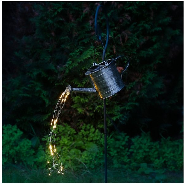 MARELIDA LED Solarleuchte LED Solar Gießkanne mit Wasserfalleffekt H: 90cm Deko-Kanne für Garten, LED Classic, warmweiß (2100K bis 3000K)
