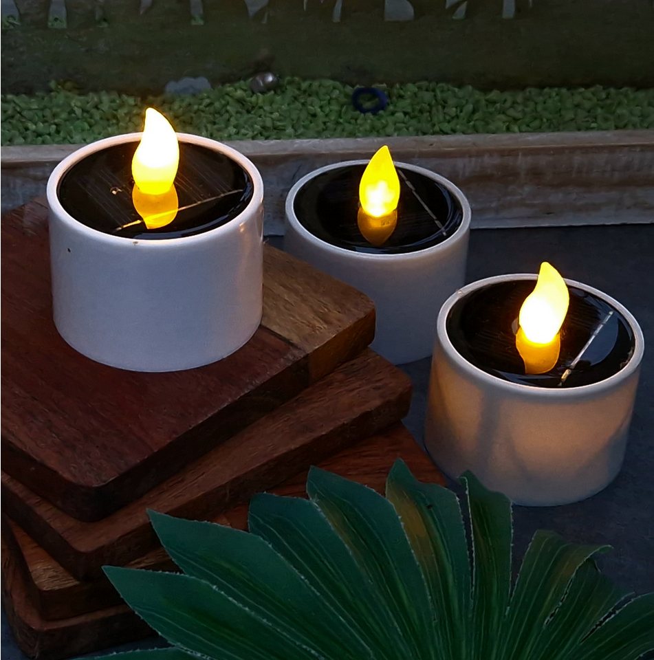 MARELIDA LED Solarleuchte LED Solar Teelichter Garten Outdoor Solar Kerze Solarleuchte 3er Set, LED Classic, orange – Bild 3 von 5