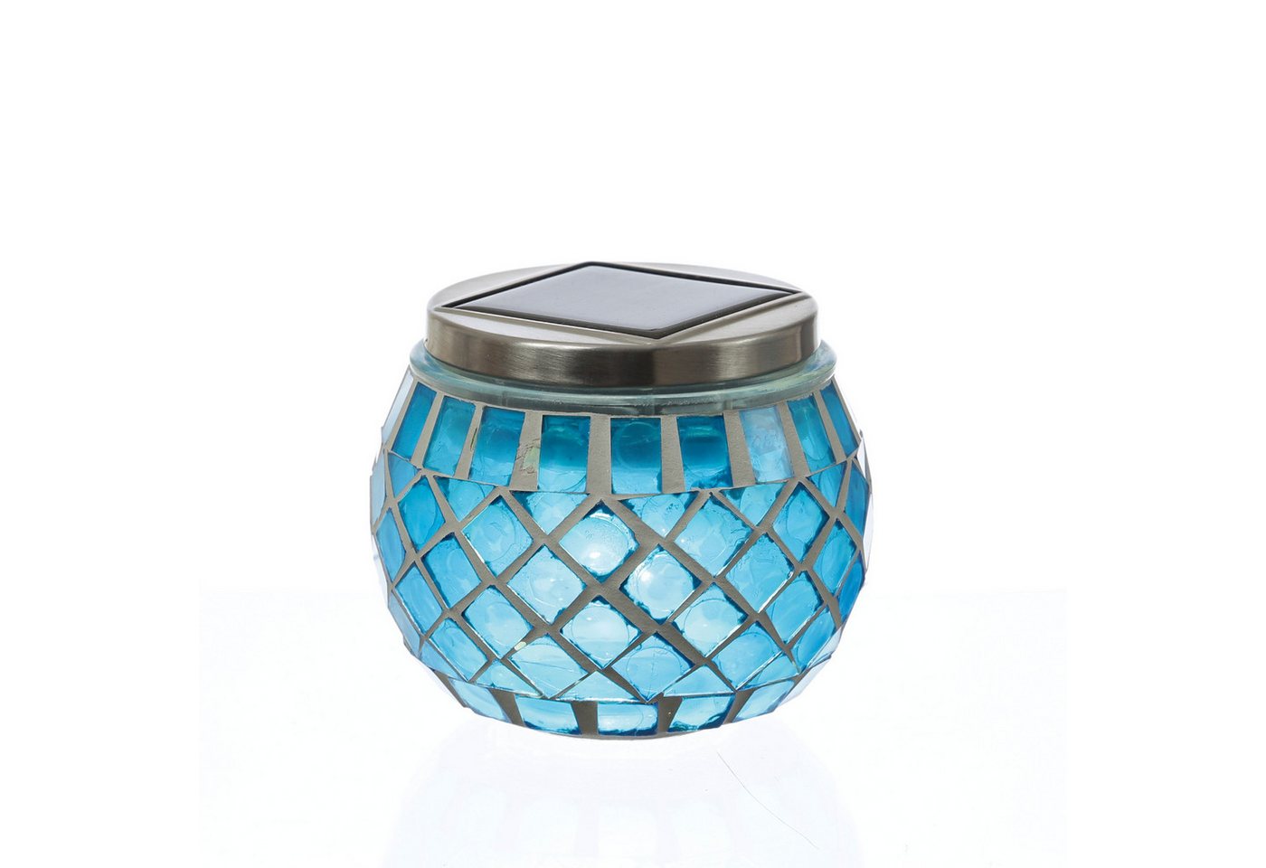 MARELIDA LED Solarleuchte Solar Windlicht Mosaik Glas Solarglas Mosaikleuchte für Balkon blau, LED Classic, kaltweiss (5300K bis 6000K) – Bild 2 von 5