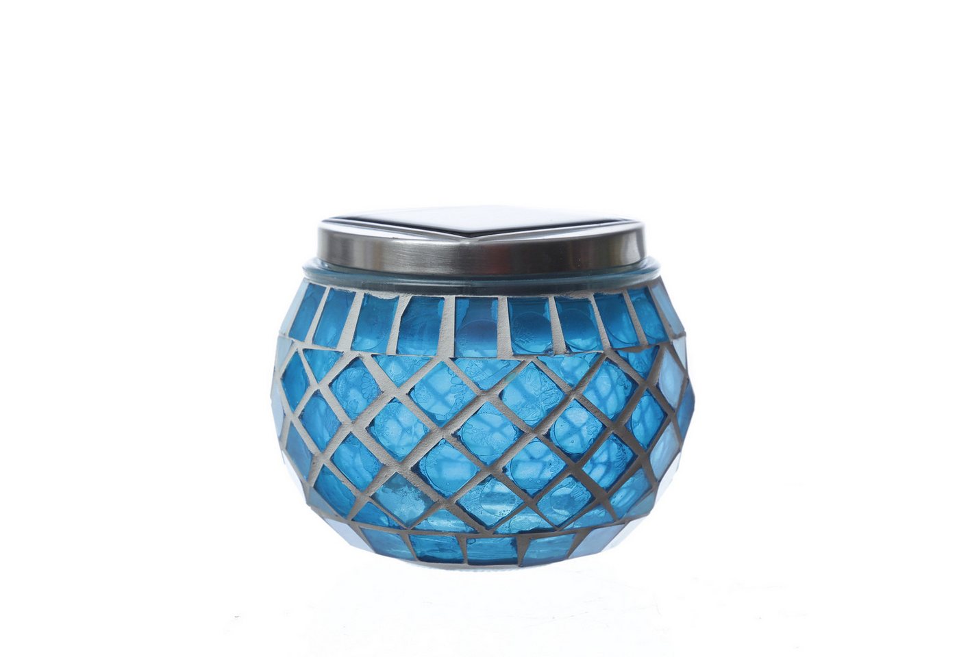 MARELIDA LED Solarleuchte Solar Windlicht Mosaik Glas Solarglas Mosaikleuchte für Balkon blau, LED Classic, kaltweiss (5300K bis 6000K) – Bild 4 von 5