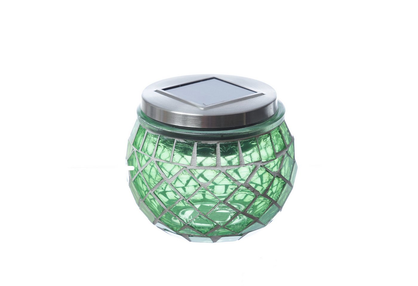 MARELIDA LED Solarleuchte Solar Windlicht Mosaik Glas Solarglas Mosaikleuchte für Balkon grün, LED Classic, kaltweiss (5300K bis 6000K) – Bild 2 von 3