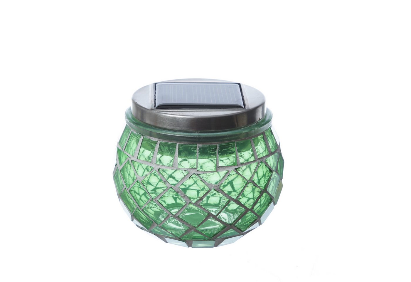 MARELIDA LED Solarleuchte Solar Windlicht Mosaik Glas Solarglas Mosaikleuchte für Balkon grün, LED Classic, kaltweiss (5300K bis 6000K) – Bild 3 von 3