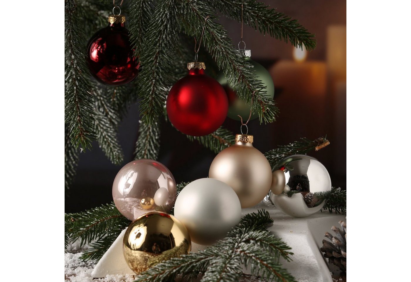 MARELIDA Weihnachtsbaumkugel Christbaumkugel Weihnachtskugel Glas D: 6cm creme 20er Set (20 St) – Bild 4 von 4