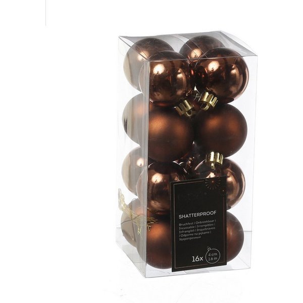MARELIDA Weihnachtsbaumkugel Christbaumkugeln Weihnachtskugeln bruchfest 4cm braun 16er Set (16 St)
