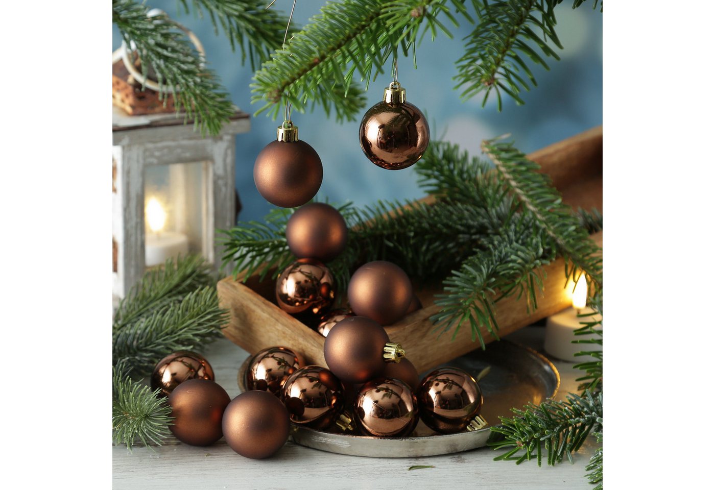 MARELIDA Weihnachtsbaumkugel Christbaumkugeln Weihnachtskugeln bruchfest 4cm braun 16er Set (16 St) – Bild 2 von 4