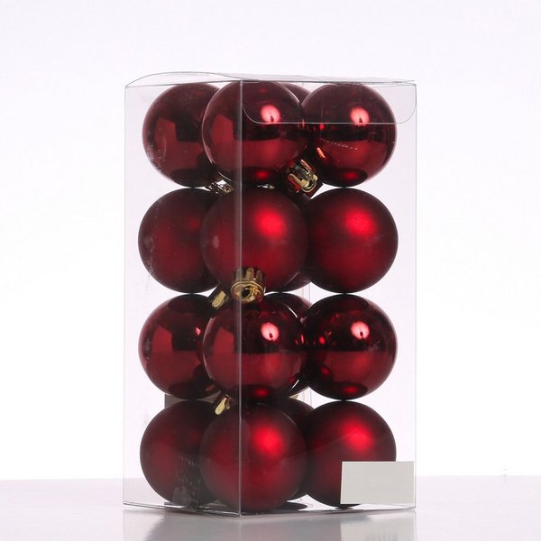 MARELIDA Weihnachtsbaumkugel Christbaumkugeln Weihnachtskugeln bruchfest 4cm weinrot 16er Set (16 St)