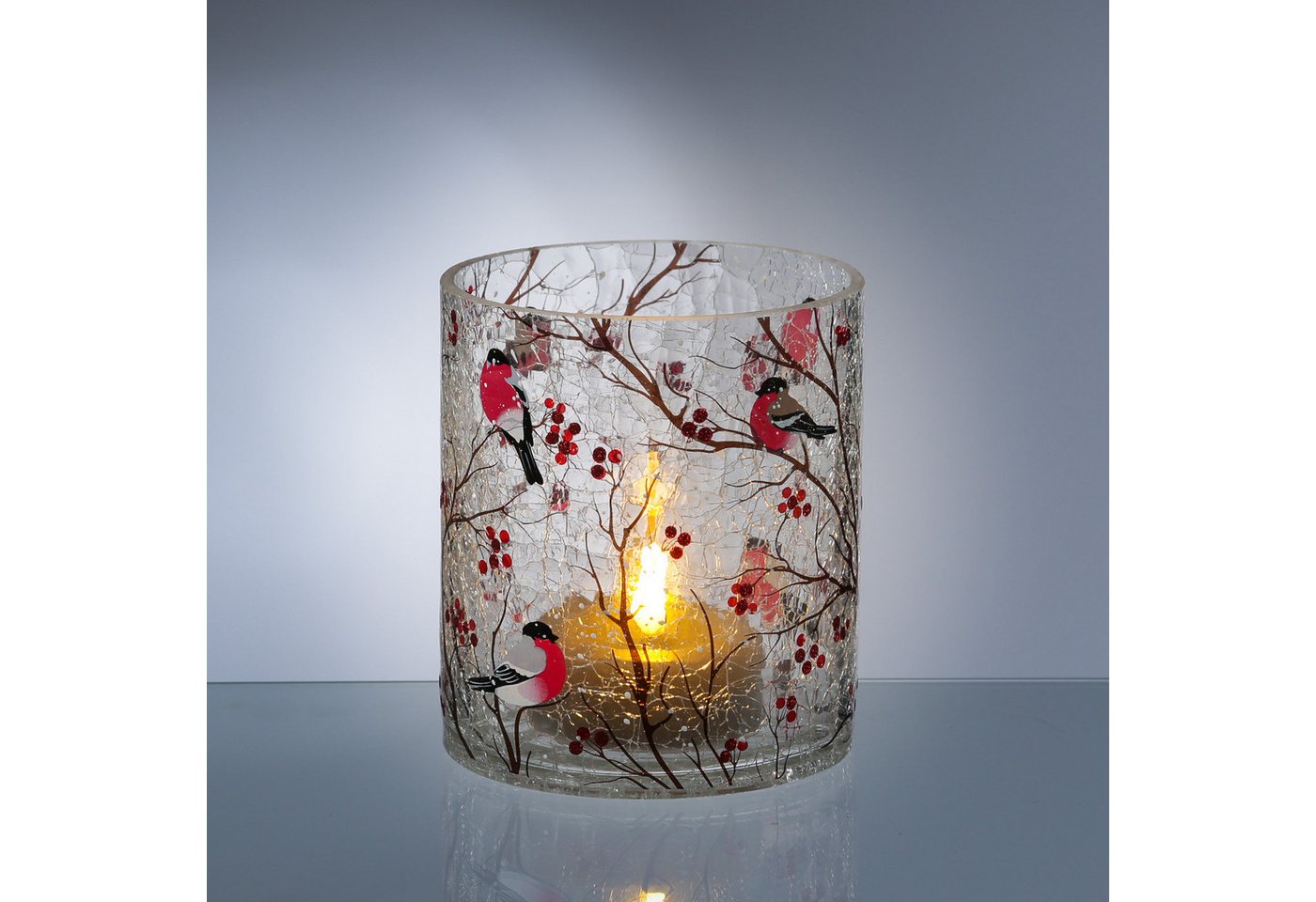 MARELIDA Windlicht Teelichthalter GIMPEL Teelichtglas Bruchglasoptik H: 13cm D: 11,5cm – Bild 5 von 5