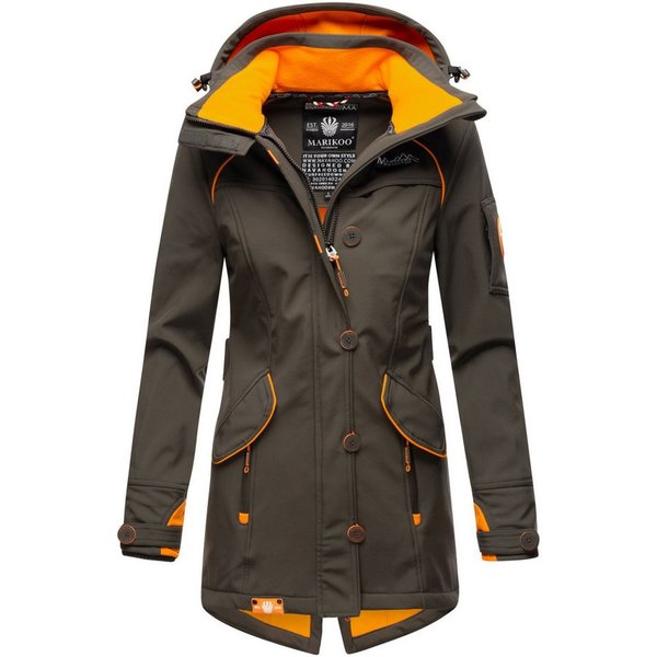 Marikoo Softshelljacke mit Kapuze – Outdoorjacke wind- und wasserabweisend Softshelljacke mit Fleecefutter und abnehmbarer Kapuze