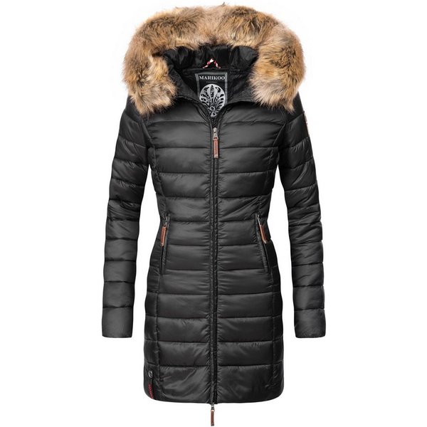 Marikoo Steppmantel Rose-Stepp zeitloser Winterparka mit großer Kunstfellkapuze