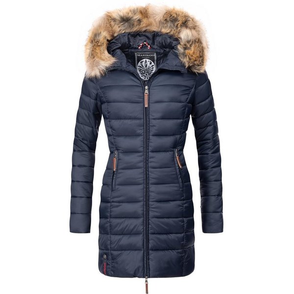 Marikoo Steppmantel Rose-Stepp zeitloser Winterparka mit großer Kunstfellkapuze