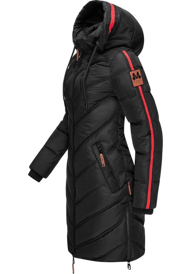 Marikoo Wintermantel Armasa modischer Damen Winter Steppmantel mit Kapuze – Bild 2 von 5