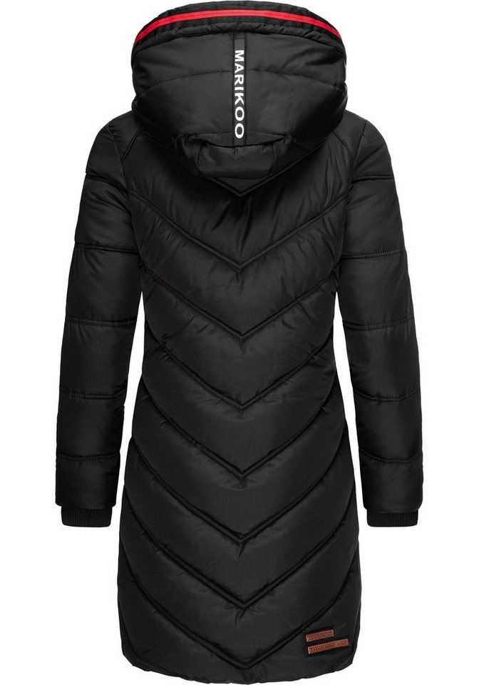 Marikoo Wintermantel Armasa modischer Damen Winter Steppmantel mit Kapuze – Bild 3 von 5