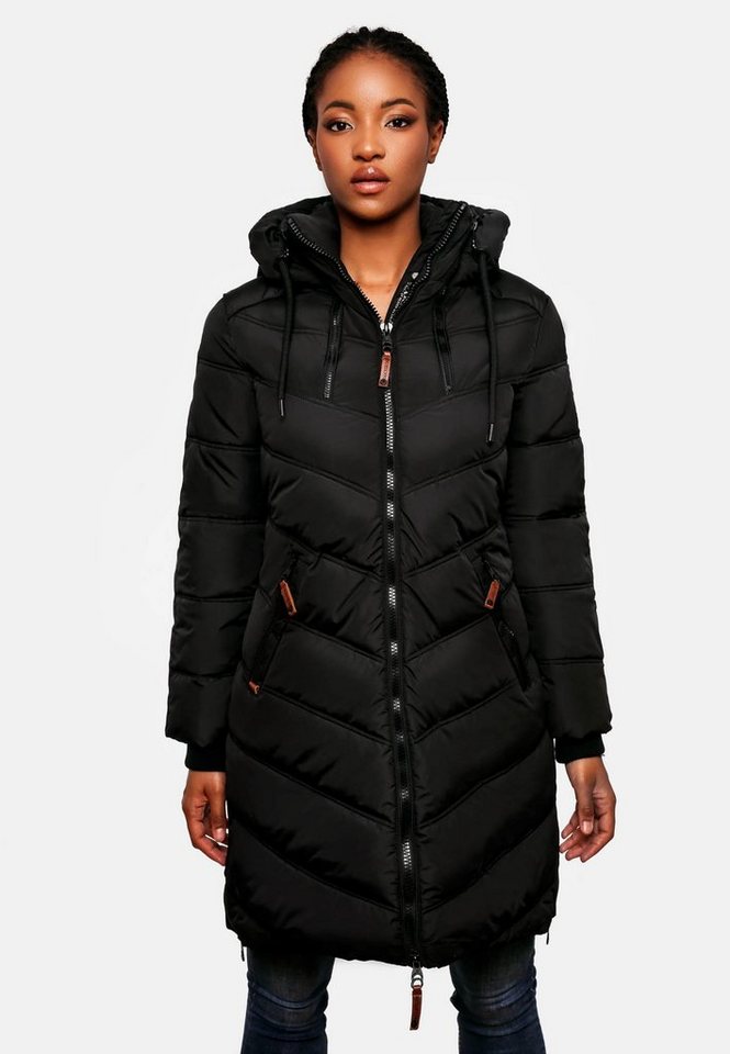 Marikoo Wintermantel Armasa modischer Damen Winter Steppmantel mit Kapuze – Bild 5 von 5
