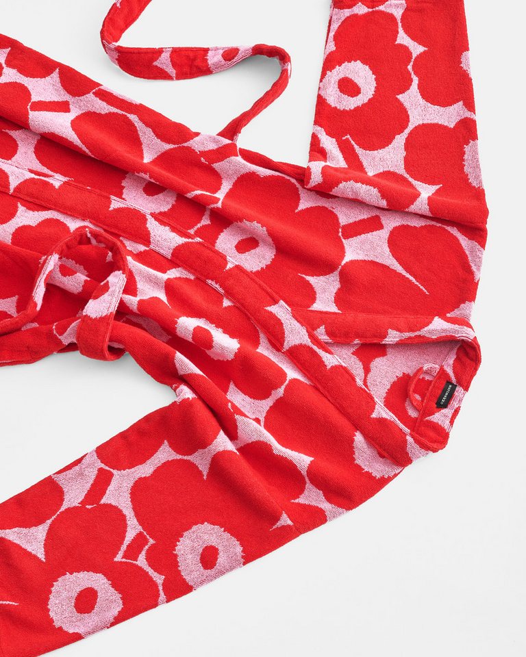 Marimekko Bademantel UNIKKO, Midilänge, Frottier, Kimono-Kragen, Gürtel, 100% Baumwolle, angenehm weich – Bild 2 von 4