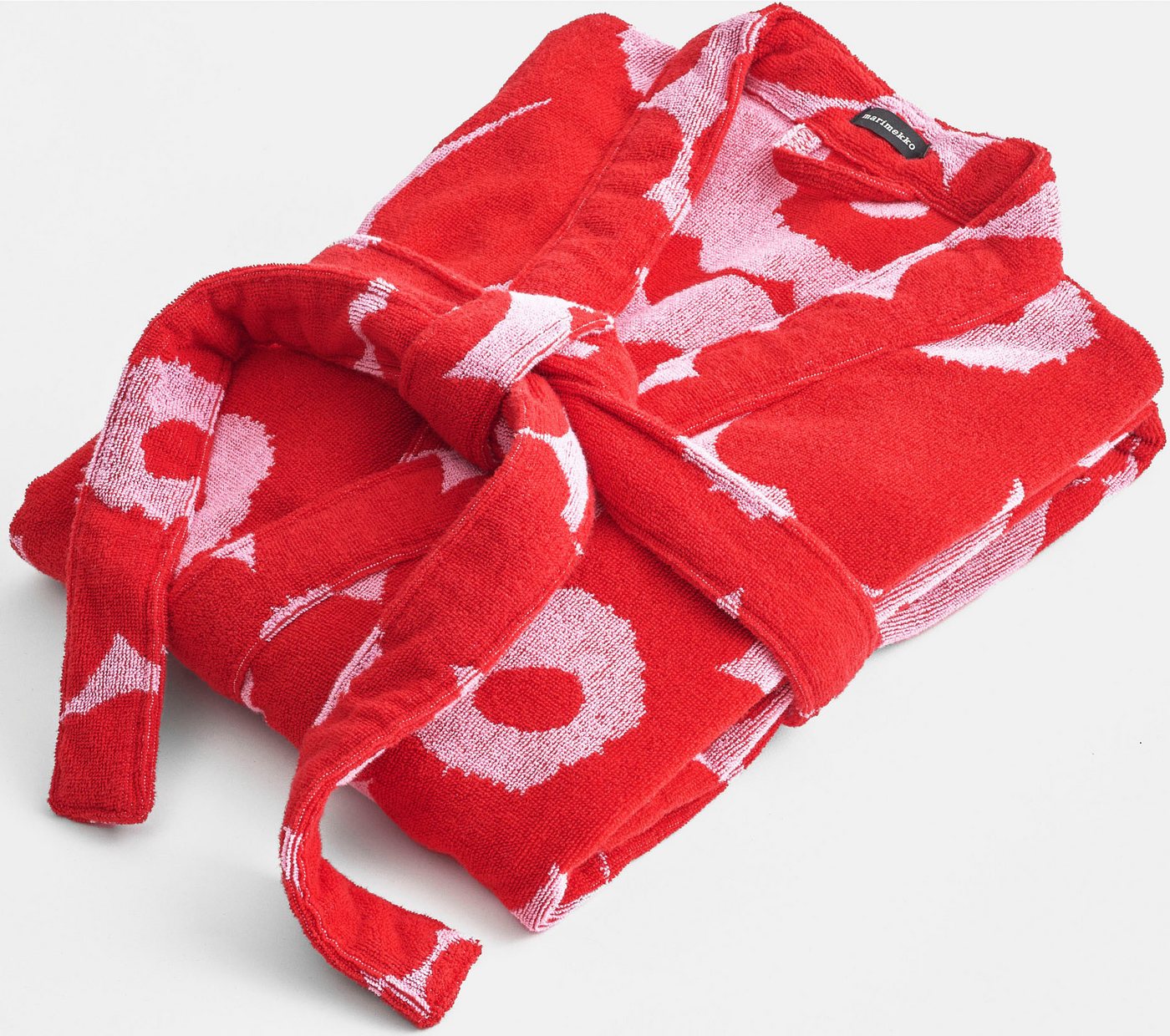 Marimekko Bademantel UNIKKO, Midilänge, Frottier, Kimono-Kragen, Gürtel, 100% Baumwolle, angenehm weich – Bild 3 von 4