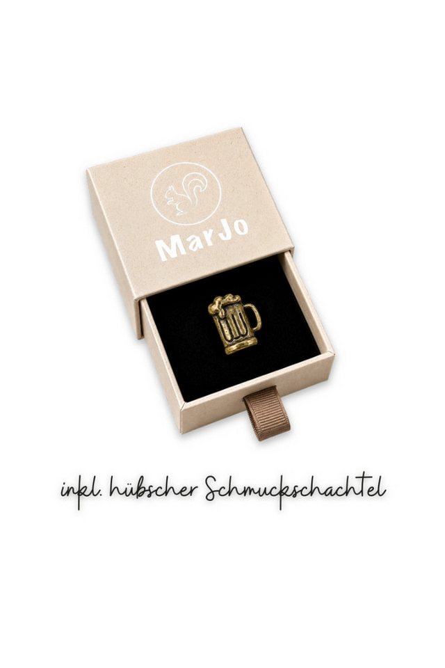 MarJo Brosche Ansteck-Pin - BIER - altsilber, altgold – Bild 4 von 4
