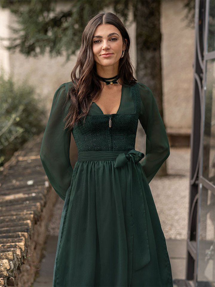 MarJo Dirndl Dirndl Gaimersheim 70cm Länge flaschengrün – Bild 2 von 3