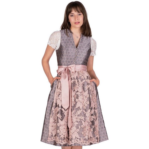 MarJo Dirndl Midi Dirndl 2tlg. - KIM - anthrazit/altrosa