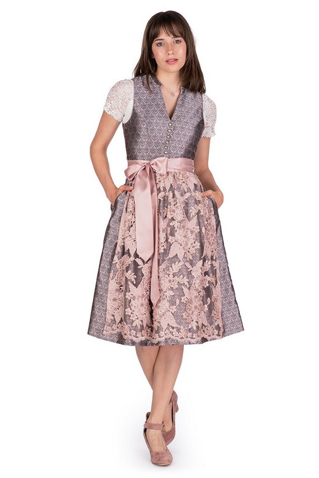 MarJo Dirndl Midi Dirndl 2tlg. - KIM - anthrazit/altrosa – Bild 4 von 5