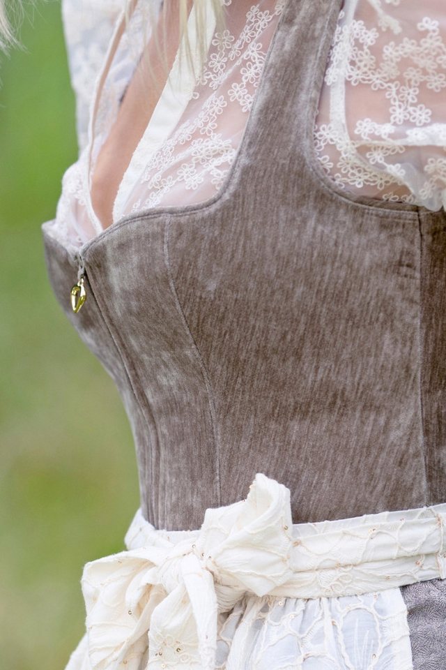 MarJo Dirndl Samt Dirndl 2tlg. - EIDENBERG - teak/seidenweiß – Bild 2 von 5