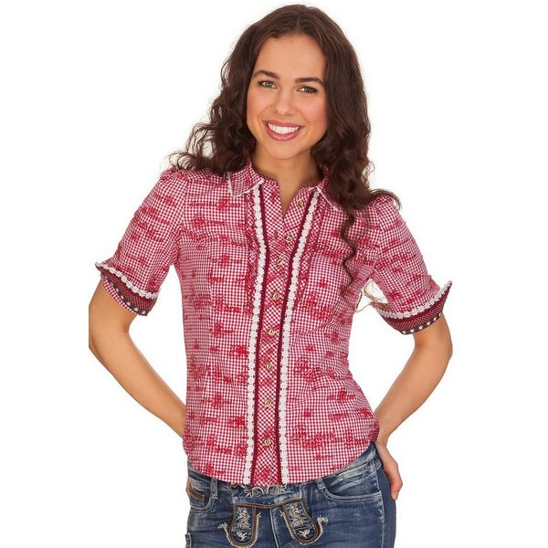 MarJo Trachtenbluse Trachtenbluse - BEATE-IRIS - rot
