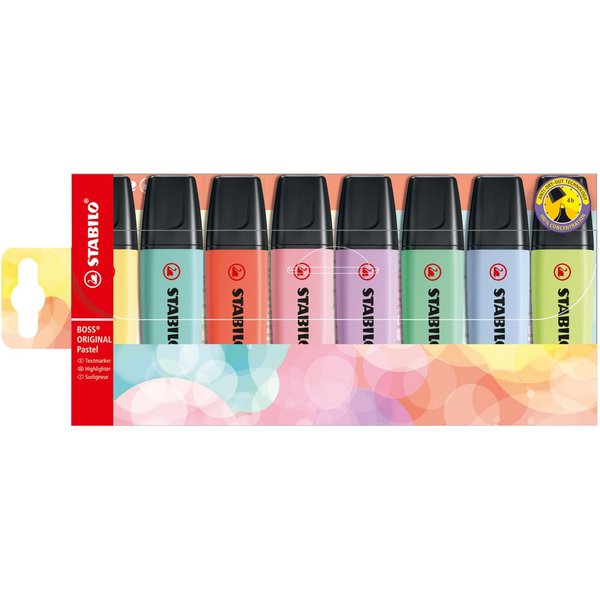 STABILO Marker STABILO BOSS Textmarker - 2+5 mm - pastell - 8er Set