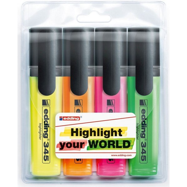 edding Marker Textmarker edding 345 highlighter sortiert VE=4 Stück
