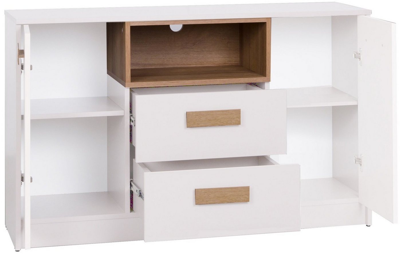 Marmex Möbel Kombikommode Grant G5 Kommode mit Schubladen und zwei Schranktüren Soft-Close, Schubladenkommode, TV-Schrank, Kabeldurchführung – Bild 2 von 5