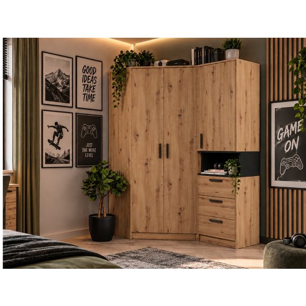 Marmex Möbel Schrank-Set Grant Set 15, (SET, 2-St., Eckschrank, Regal mit Schubladen), Scharniere Softclose