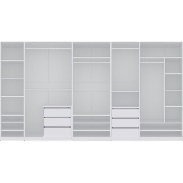 Marmex Möbel Schrank-Set TRES SET R/B offener Garderobenschrank begehbarer Kleiderschrank, (6-St), 380 x 206 x 51, fünf Kleiderstangen, 6 Schubladen, Modulschra