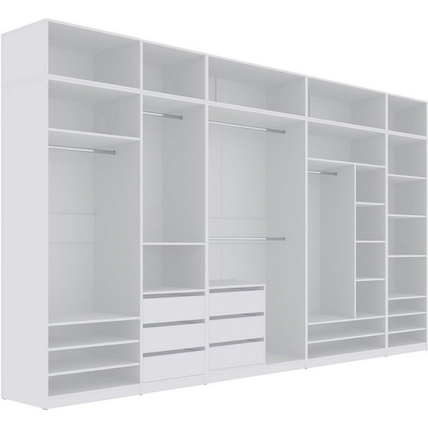 Marmex Möbel Schrank-Set TRES SET R/NB offener Garderobenschrank mit Aufsätzen, (11-St), 380 x 246 x 51, fünf Kleiderstangen, 6 Schubladen, Modulschrank