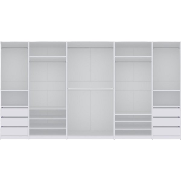 Marmex Möbel Schrank-Set TRES SET S/B offener Kleiderschrank Eckgarderobe Ankleidezimmer, (5-St), 6 Schubladen, 6 Kleiderstangen