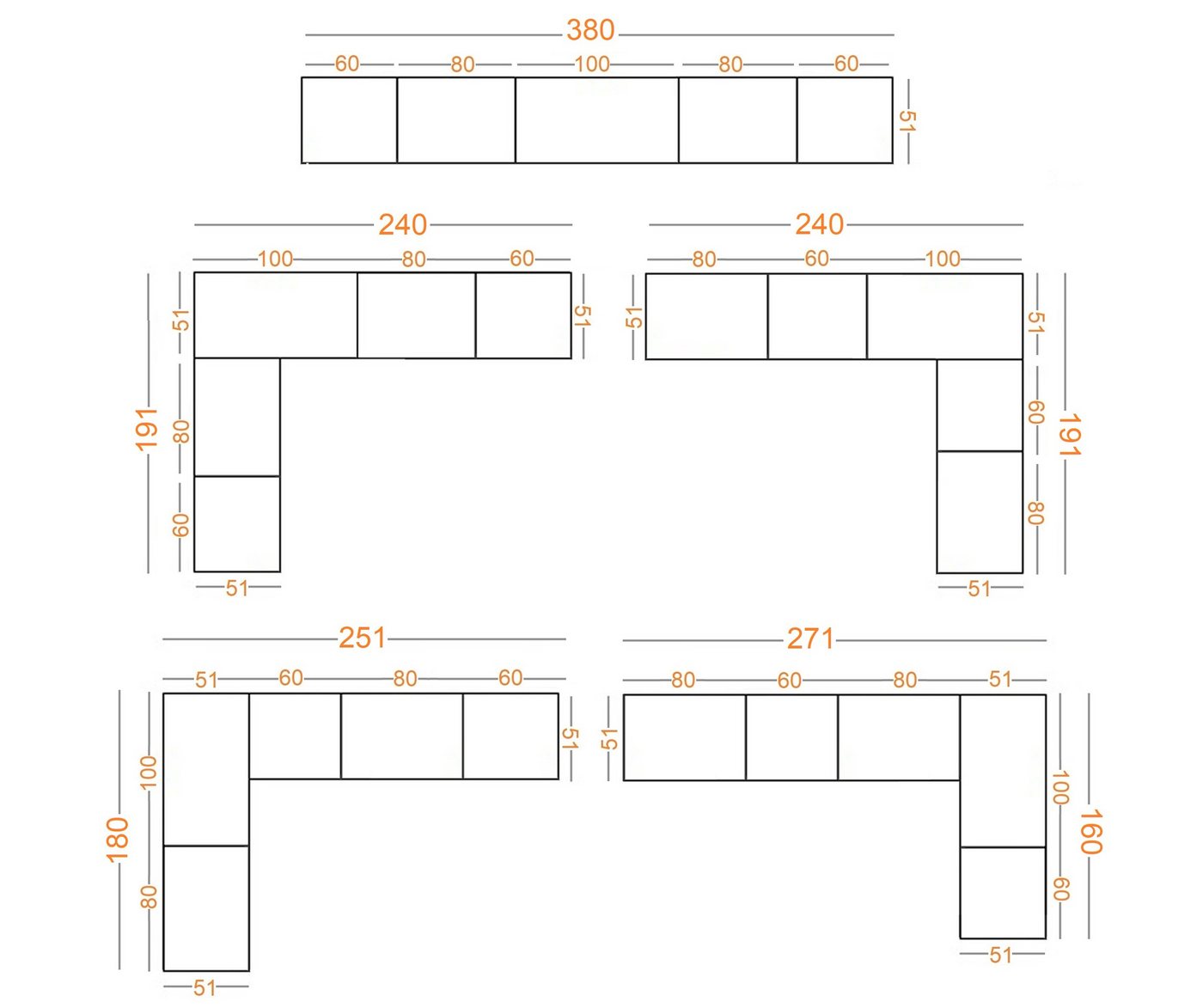 Marmex Möbel Schrank-Set TRES SET S/B offener Kleiderschrank Eckgarderobe Ankleidezimmer, (5-St), 6 Schubladen, 6 Kleiderstangen – Bild 5 von 5