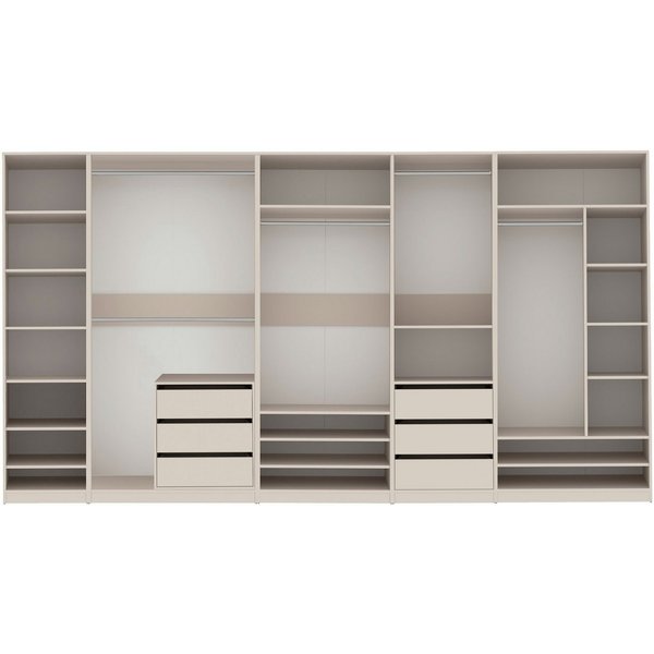 Marmex Möbel Schranksystem TRES SET R großer offener Garderobenschrank begehbarer Kleiderschrank (6-St) 380 x 206 x 51, fünf Kleiderstangen, 6 Schubladen, Schra